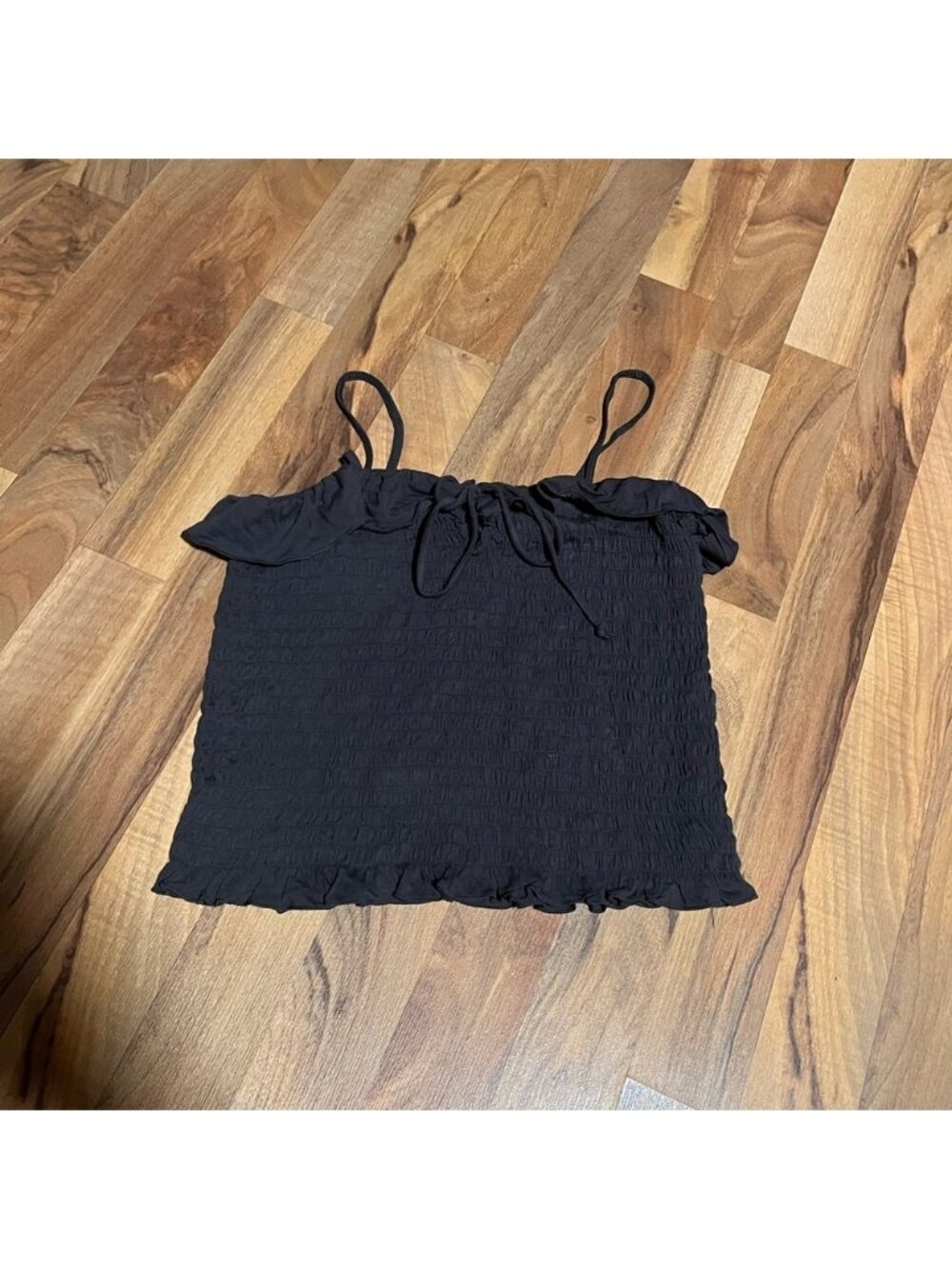 Dark grey Smocked crop top